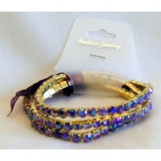 Rhinestone Stretch Bracelet - Purple
